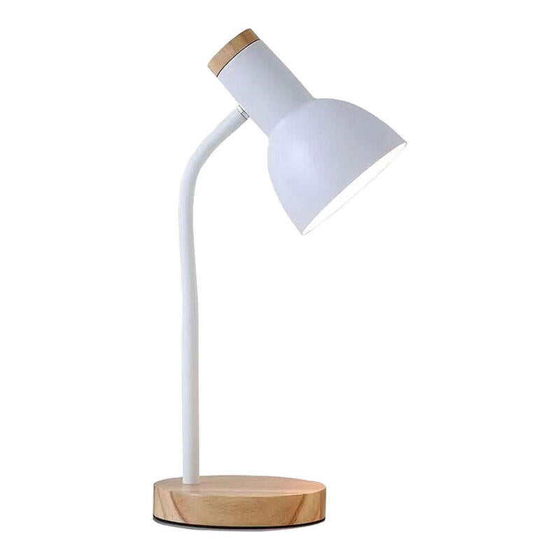 Lámpara De Escritorio, E27 Máx 40w, Ø 12 X 17 X 45 Cm Madera/Blanca.
