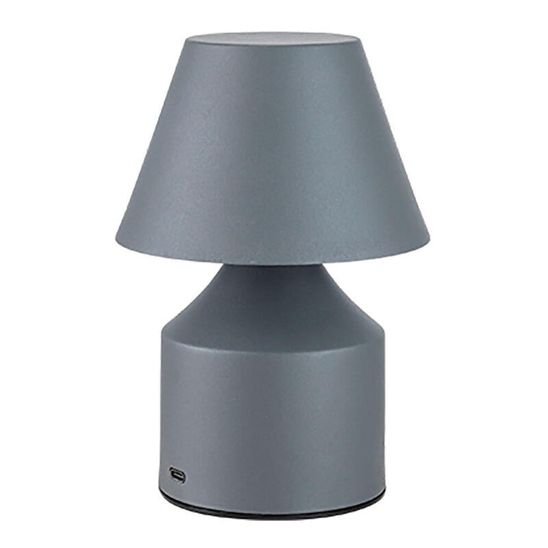 Lámpara Metálica Led 3cct De Mesa Recargable 2 W 200 Lm, Gris, Ø110 X 163 Mm