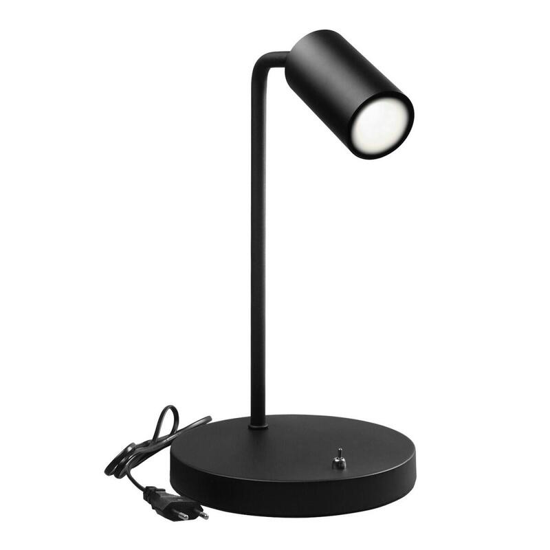 Lampka Biurkowa Gu10, Z Wlacznikiem Mce370 B Negro, Okragla