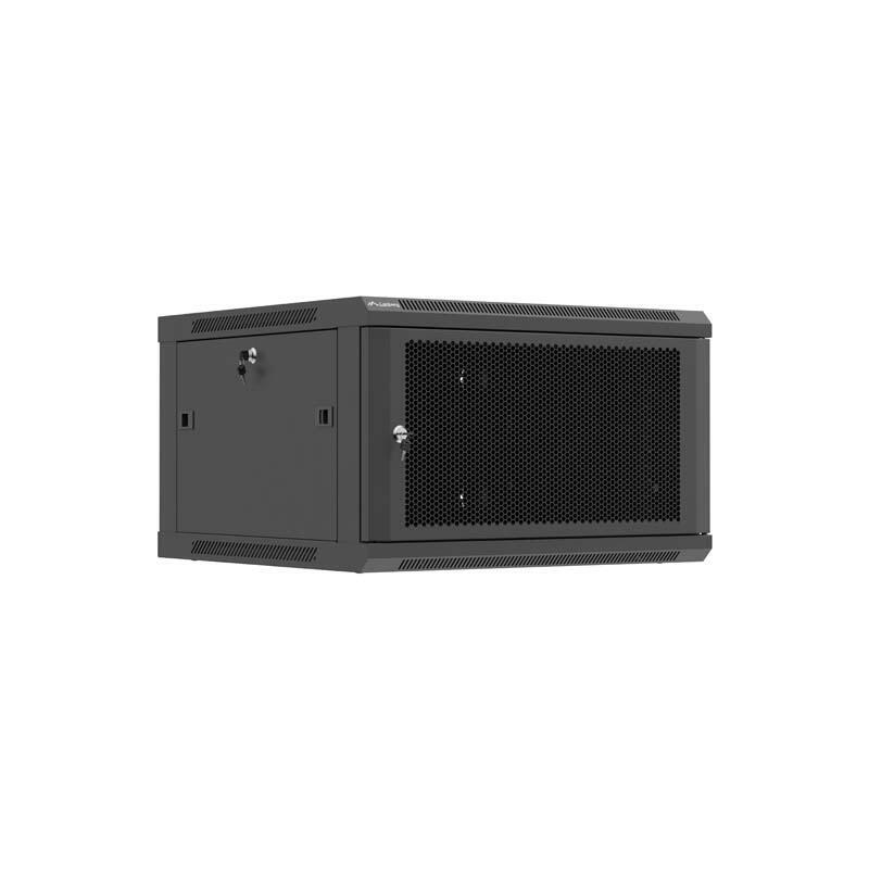 Gabinete De Instalación De Pared Lanberg 19" 6u 600x600, Puerta Perforada Negro (Paquete Plano)