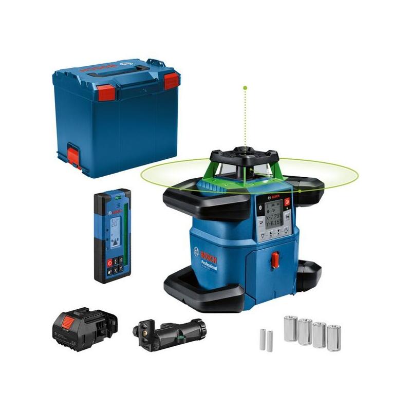 Láser Giratorio Inalámbrico Bosch Professional Grl 650 Cvhg Professional, 18 Voltios Azul, Sin Batería Ni Cargador, Línea Láser Verde, En L-Boxx 0601061v01