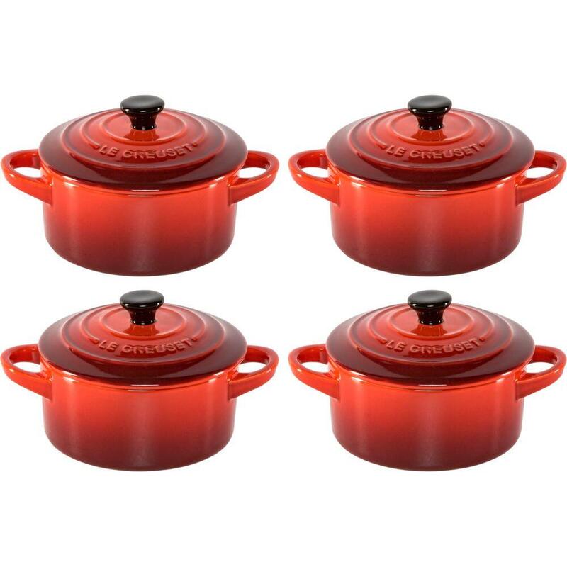 Le Creuset Stoneware Set Of 4 Petite Casseroles 10x5cm Volcan.