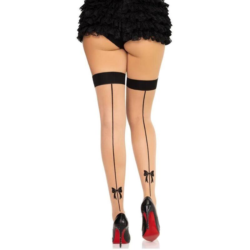 Leg Avenue - 1963 Medias De Spandex Con Costura Trasera Negro - Talla Única