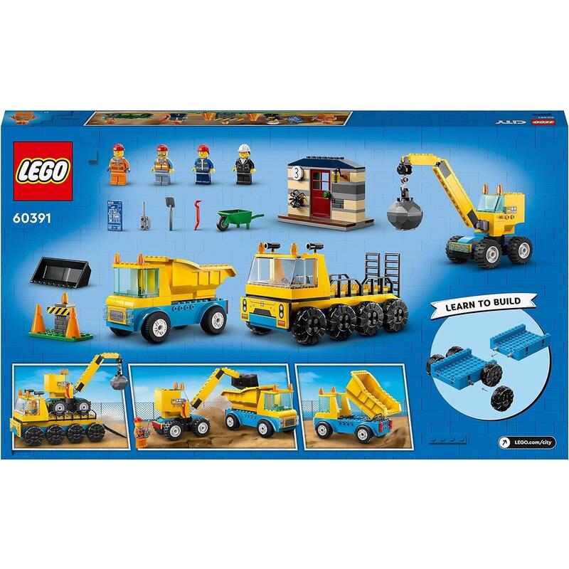 Lego 60391 City Camiones De Construcción Y Grúa Con Bola De Demolición
