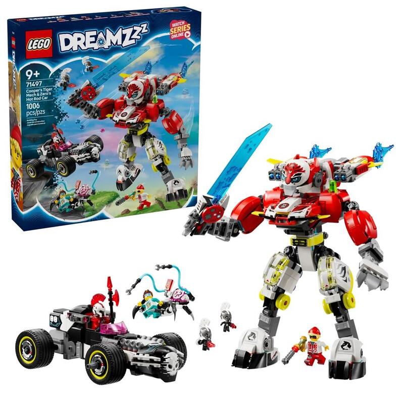 Lego 71497 Dreamzzz Juguete De Construcción: Tiger Mech De Cooper Y Hot Rod Car De Zero   71497