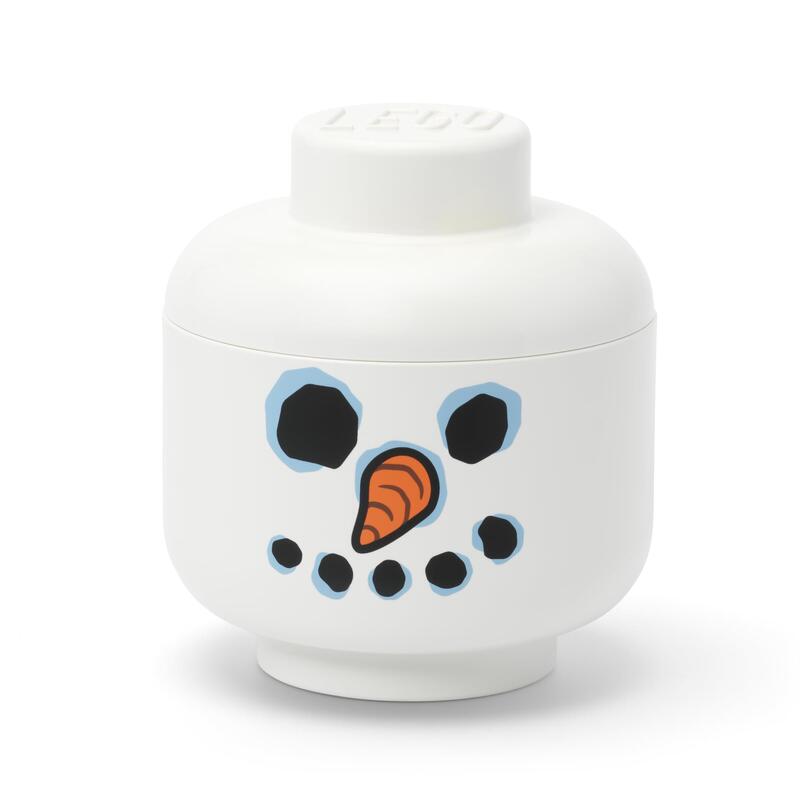 Lego Cabezal De Almacenamiento Pequeño, Muñeco De Nieve Blanco, 6.3 X 6.3 X 7.28 Pulgadas, Caja De Almacenamiento De Plástico Apilable Con Tapa Para Organizador De Juguetes Para Niños Y Decoración