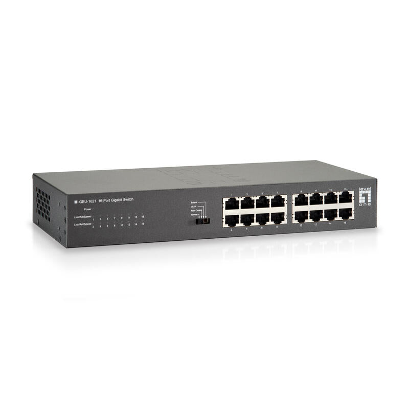 Level One Switch No Gestion 16p 10/100/1000 Mini Con Kit Montaje Rack 19