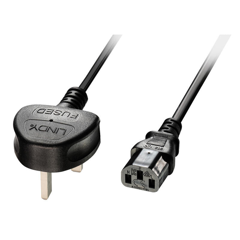 Lindy 30434 Cable De Alimentacion 3 M Enchufe Tipo G C13 Acoplador Reino Unido Uk Negro