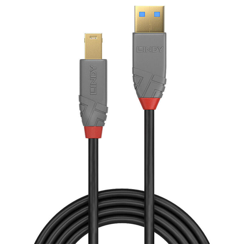 Lindy 36743 Cable Usb 3 M Usb 3.2 Gen 1 (3.1 Gen 1) Usb A Usb B Negro, Gris