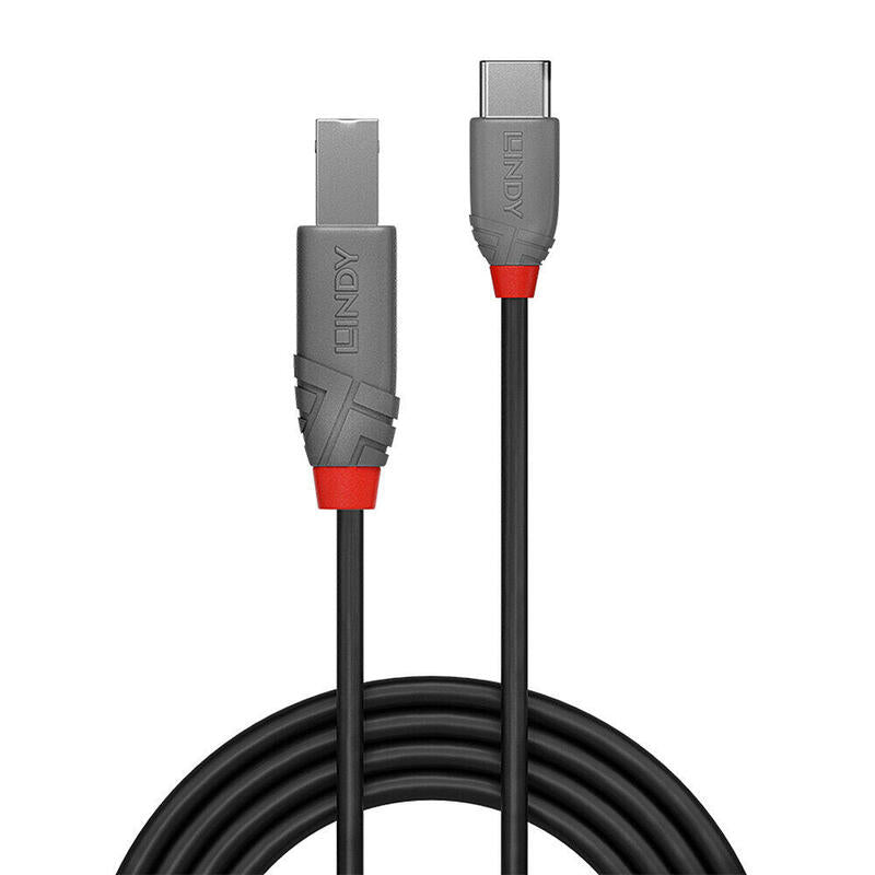 Lindy 36943 Cable Usb 3 M Usb 2.0 Usb C Usb B Negro (Lindy 3m Usb 2.0 Type C To B Cable)