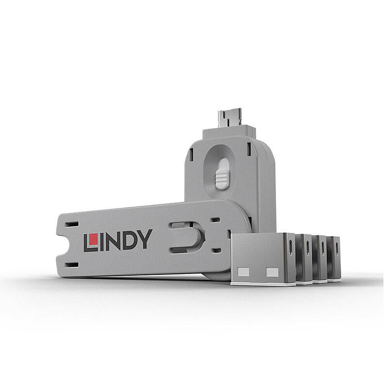 Lindy 40454 Bloqueador De Puerto + Clave Usb Tipo A Blanco 5 Pieza(S)