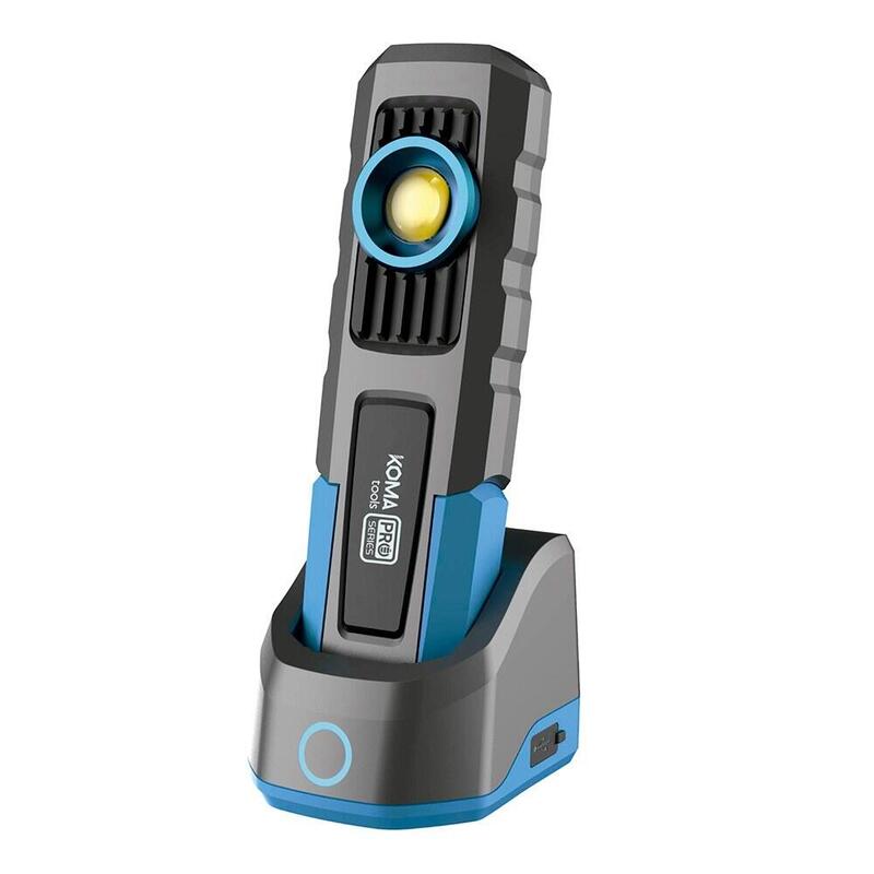 Linterna Led Profesional De Trabajo Lp-5 Recargable 5w 600 Lm 4000 Mah + Base De Carga, 53,5 X 36 X 186 Mm