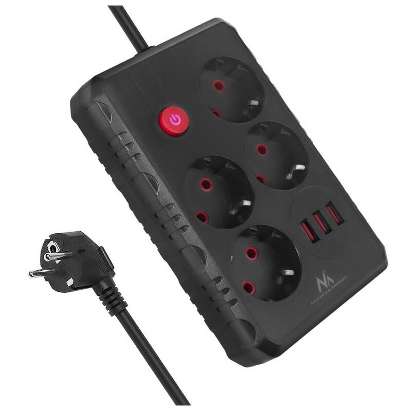 Listwa Zasilajaca Mce392 B, 4 Gniazda 3xusb, 110-240v Ac 50/60hz, 2.1a Max 2500w, 1,5m Negro