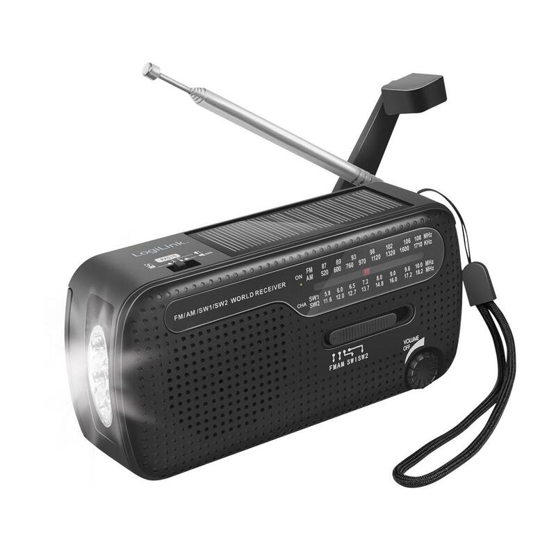 Logilink Sp0074 - Outdoor- Kurbelradio Linterna Powerbank Solarpanel