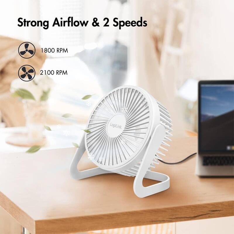 Logilink Ventilador De Escritorio Usb De 6 Pulgadas, 40 Db, 15,24 Cm Blanco Ua0403