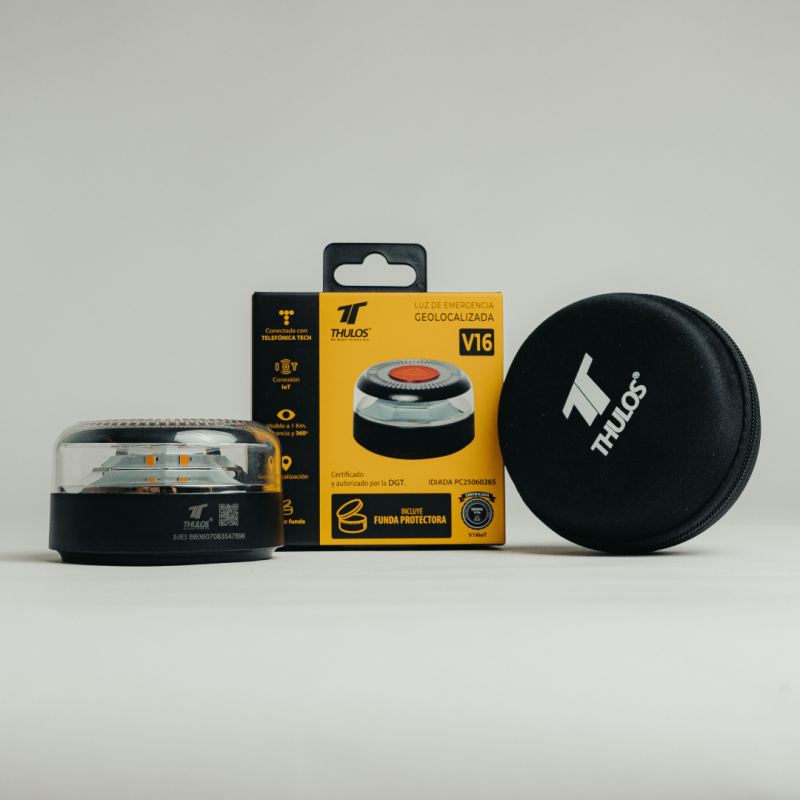 Baliza Thulos Luz De Emergencia Geolocalizada Homologada Th V16+Funda+Luz Verde