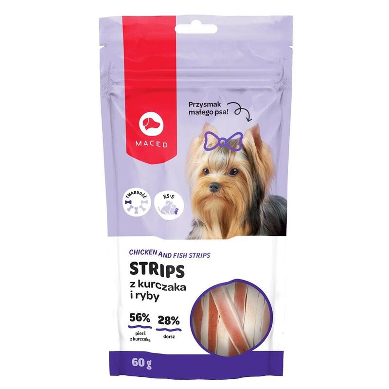 Maced Chicken And Fish Strips - Golosina Para Perros -  60g