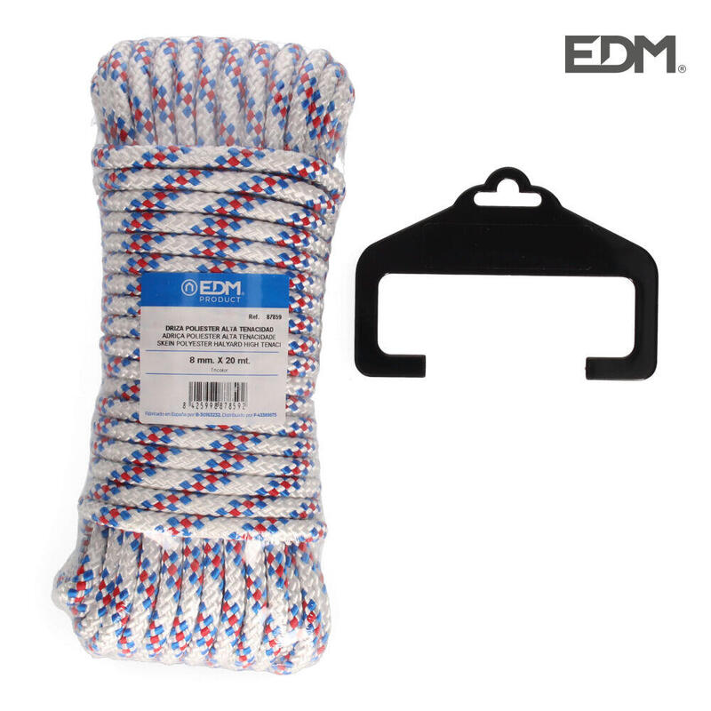 Madeja 20m Driza Poliester Alta Tenacidad Tricolor. Calibre 8mm Edm