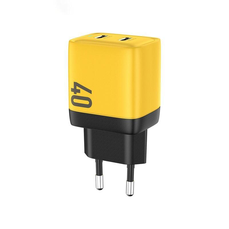 Ladowarka Sieciowa 2x Usb-C Super Fast Charger Gan 40w Zólta