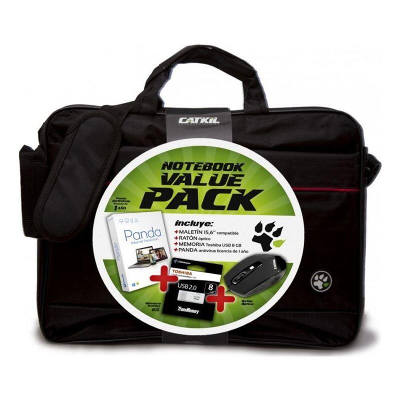 Maletin Catkil 15,6"+Raton Usb+Usb 8gb+Panda