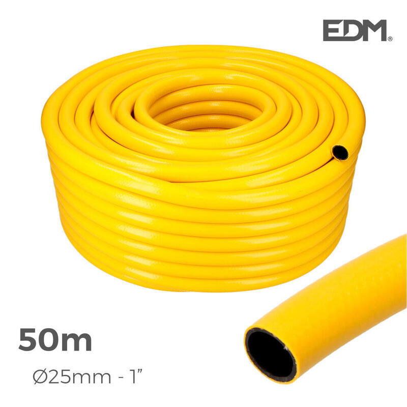 Manguera Agricola Color Amarilla Ø Interior 25mm Ø Exterior 31mm (1") Rollo 50m Edm