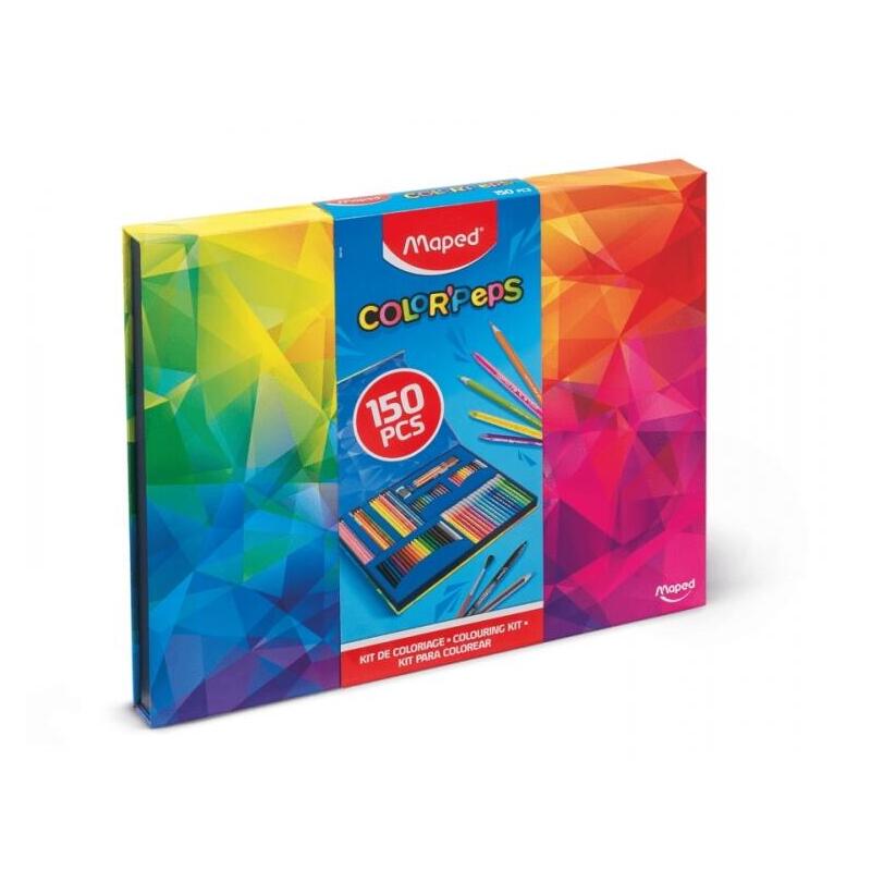 Maped Color`Peps Pack De 150 Piezas Para Colorear Con Rotuladores, Lapices De Colores Fuertes, Infinity, Aqua, Pastel Y