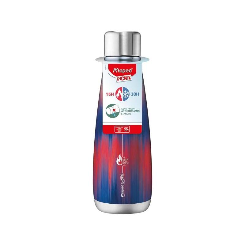 Maped Picnik Botella Isotermica 0.5l - Doble Pared De Acero Inoxidable - Liquidos Calientes Hasta 15h, Frios Hasta 30h