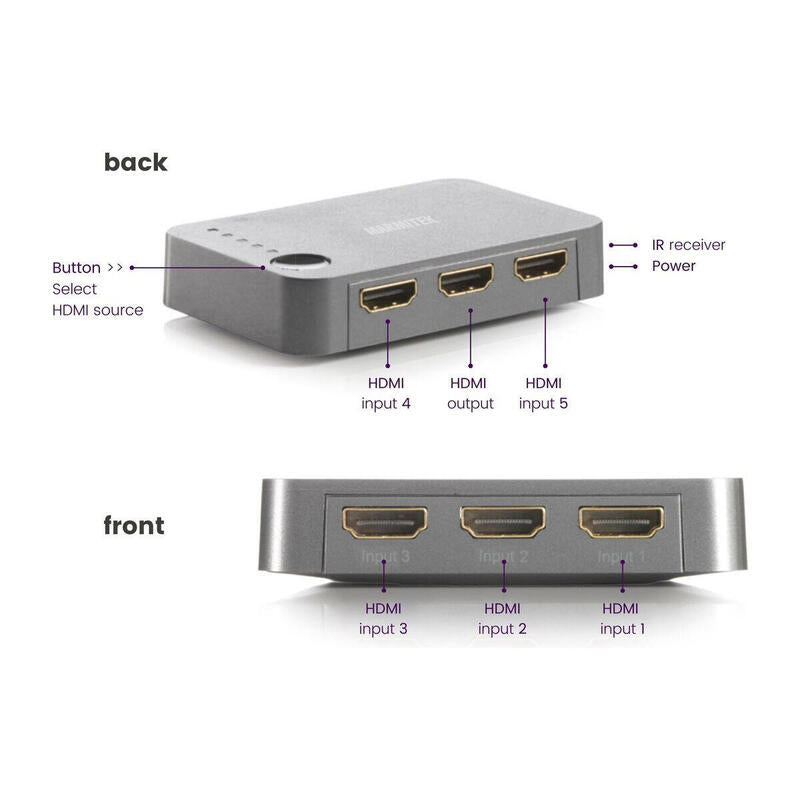 Marmitek Connect 350 Uhd 2.0 Hdmi Autoswitch 5 Ein/1 Aus 4k60
