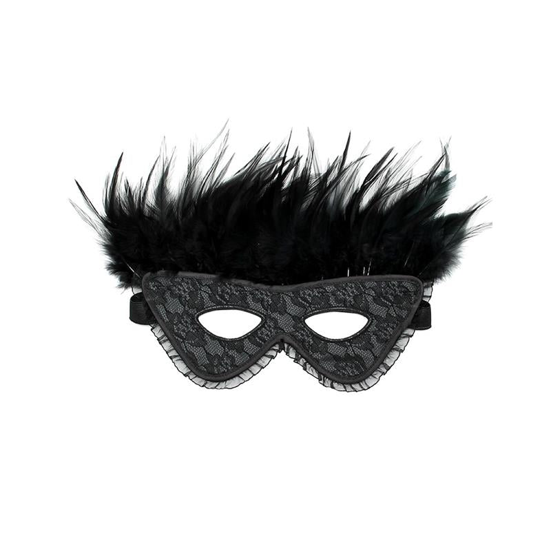 Máscara De Lujo Con Plumas Negro