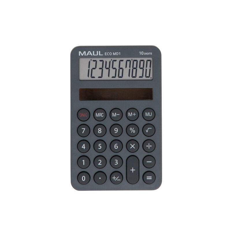 Maul Calculadora Eco Md 1  Calculadora Solar Con 10 Dígitos Y 5 Funciones  Calculadora De Bolsillo De Plástico 60% Reciclado  Calculadora De Escritorio Para Oficina, Escuela  Premio Ángel Azul
