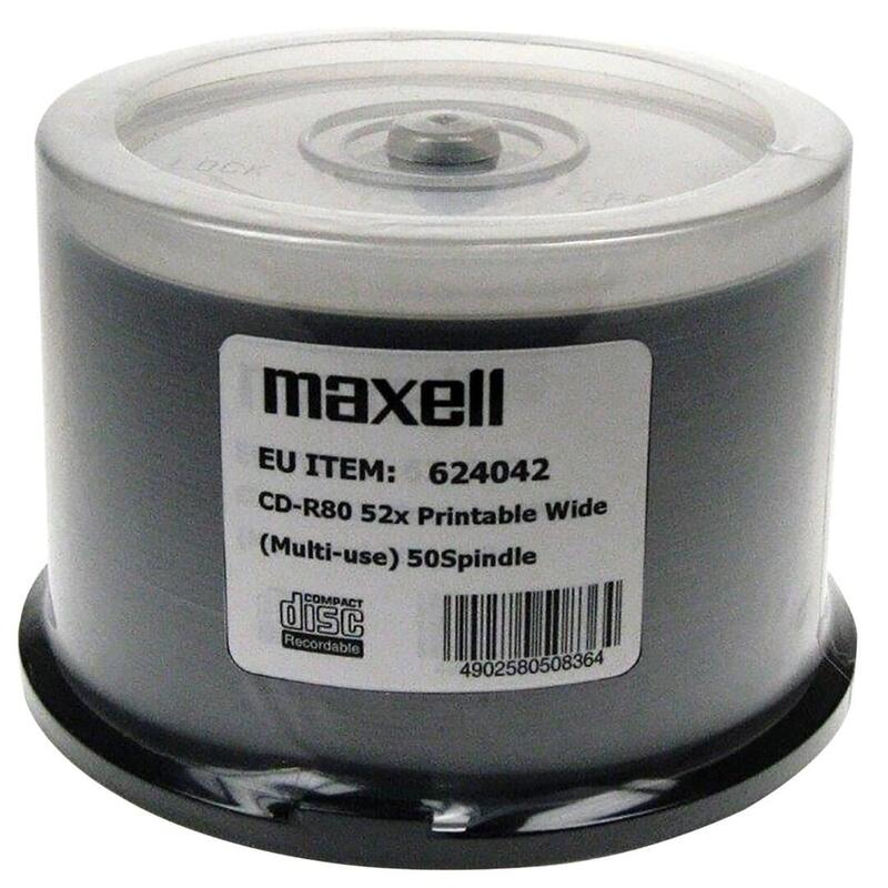 Maxell - Cd-R 80 Min/700 Mb 52x Paquete De 50 Discos Para Imprimir