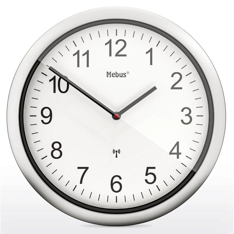 Mebus 19809 Radio Reloj De Pared Blanco/Plata