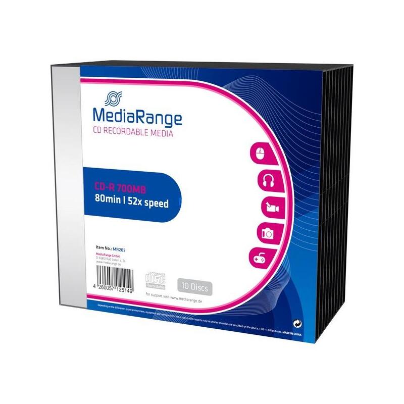 Mediarange Cd-R 700mb  10pcs Slimcase 52x