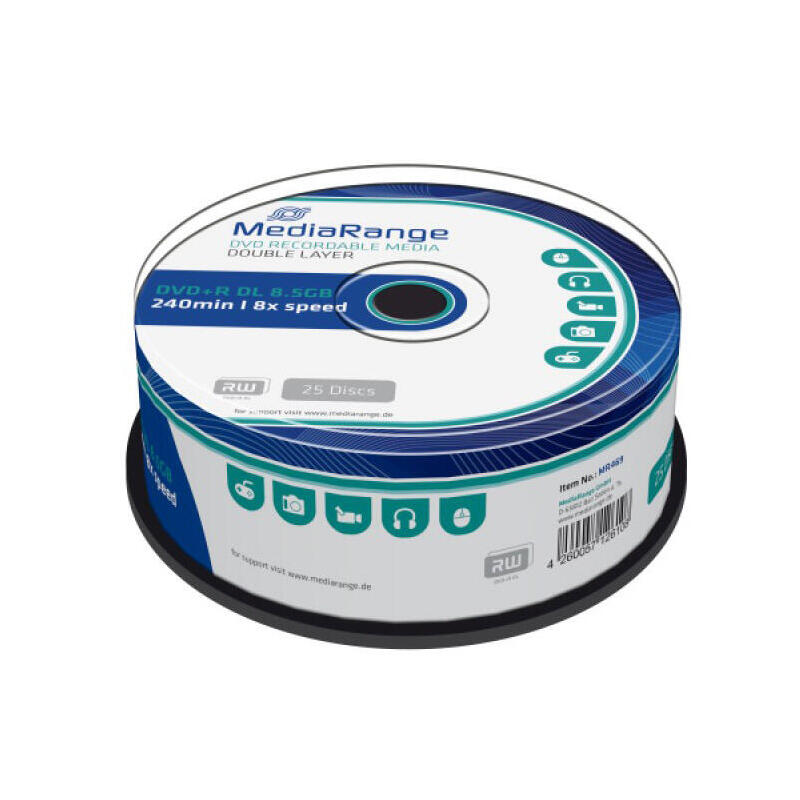 Mediarange Dvd+R Dl 8x 25pcs Cake Inkjet Fullsurface Printab