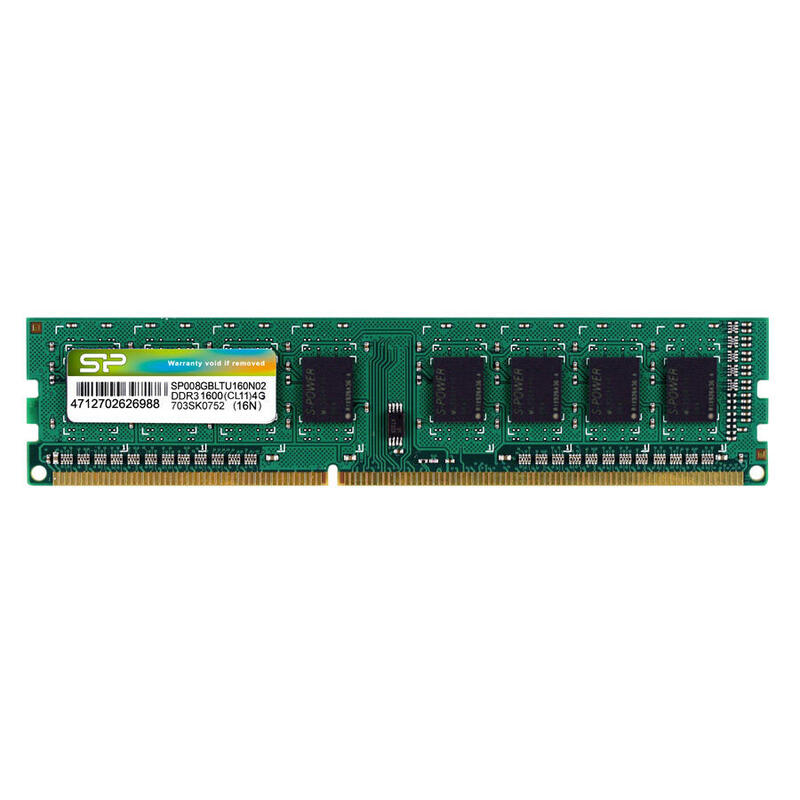 Memoria Ram Silicon Power Sp008gbltu160n02 8gb 1x8gb Ddr3 1600mhz Cl11 Udimm Verde