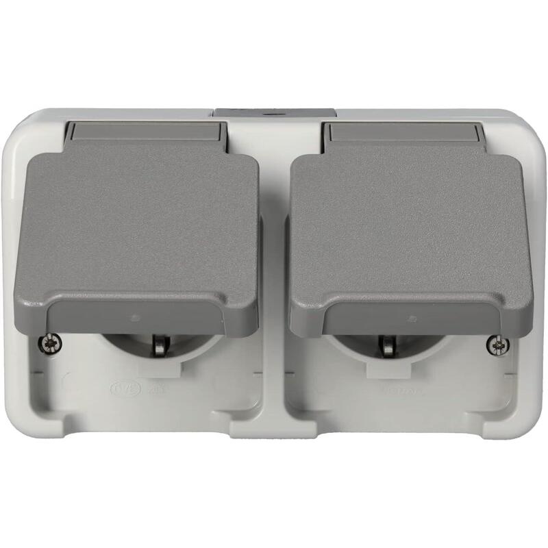 Merten Meg2321-8029 Schuko-Doble-Toma De Corriente. Gris Claro Waagerecht