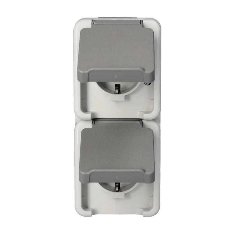 Merten Meg2329-8029 Schuko-Doble-Toma De Corriente. Gris Claro Senkrecht