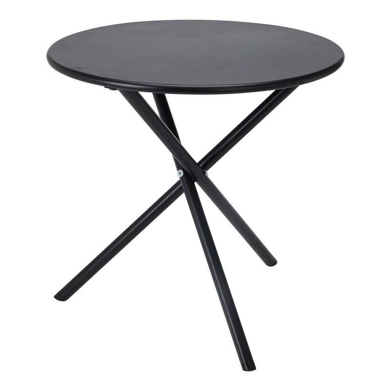 Mesa De Acero Plegable, Negra, Ø48 X 48 Cm