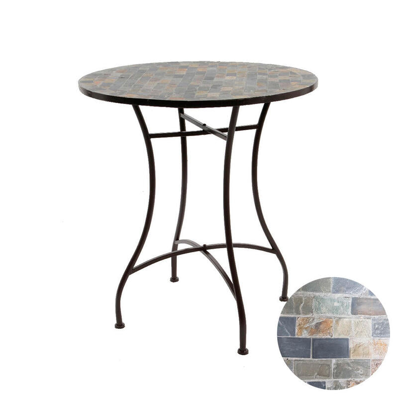 Mesa Metalica/Mosaico Color: Marron Ø70x77cm Modelo Stuttgart Para Exterior