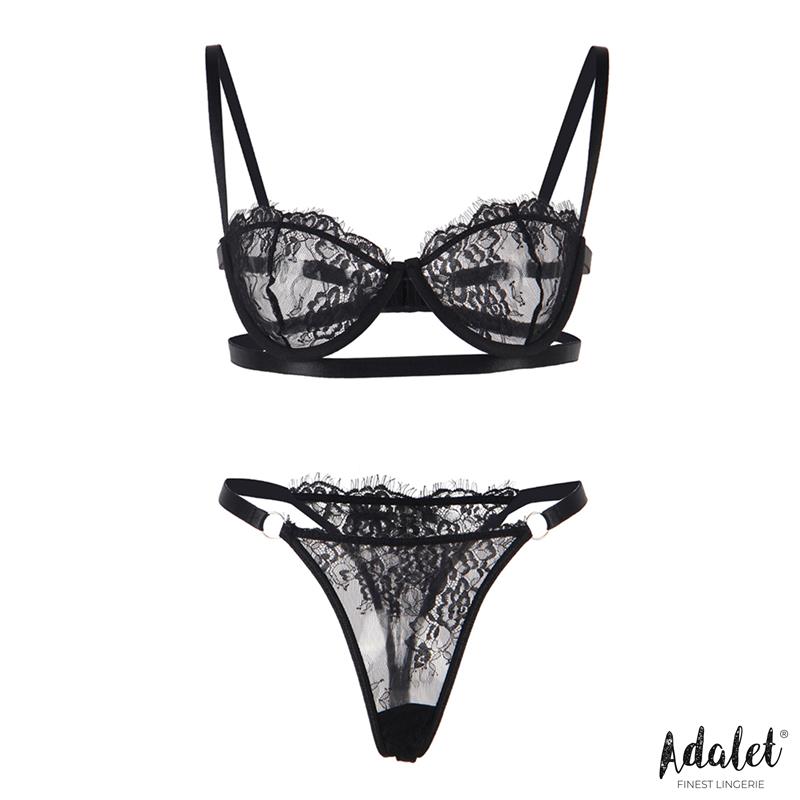 Mia Set Sujetador Y Tanga De Encaje Negro Talla (Interno):S/M