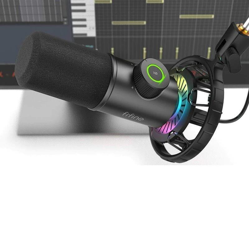 Micrófono Fifine K658 Rgb Usb Para Grabación Y Transmisión En Pc