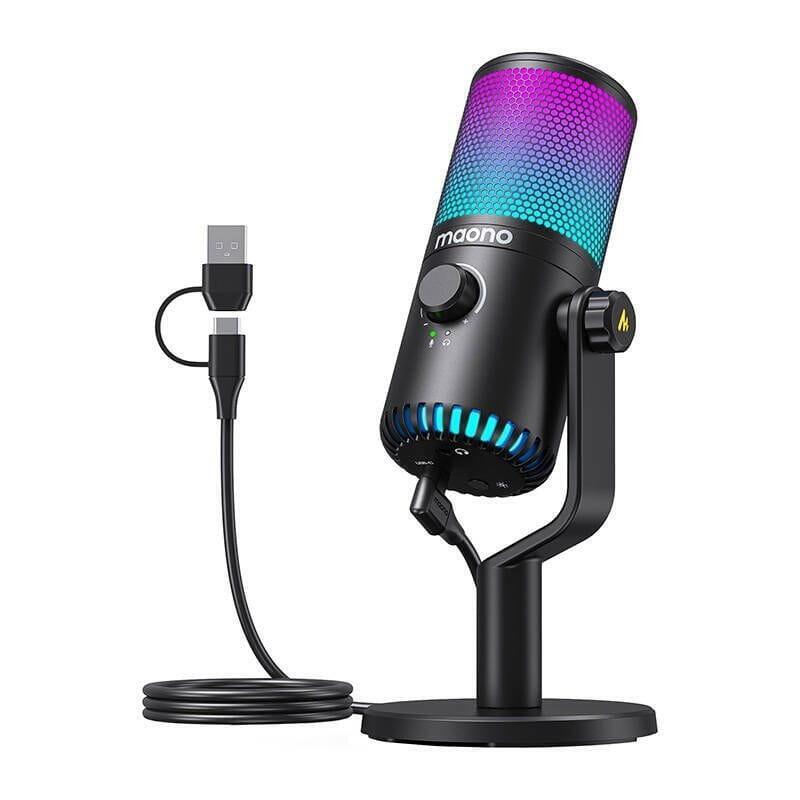 Micrófono Maono Dm30rgb Rgb Negro Usb Para Grabación Y Transmisión En Pc