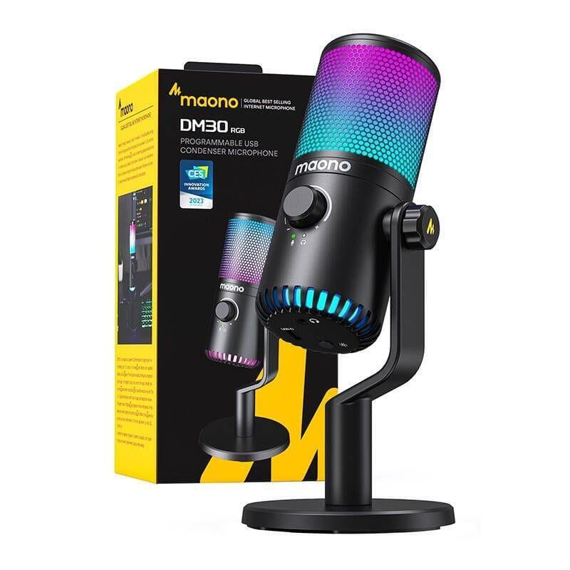 Micrófono Maono Dm30rgb Rgb Negro Usb Para Grabación Y Transmisión En Pc