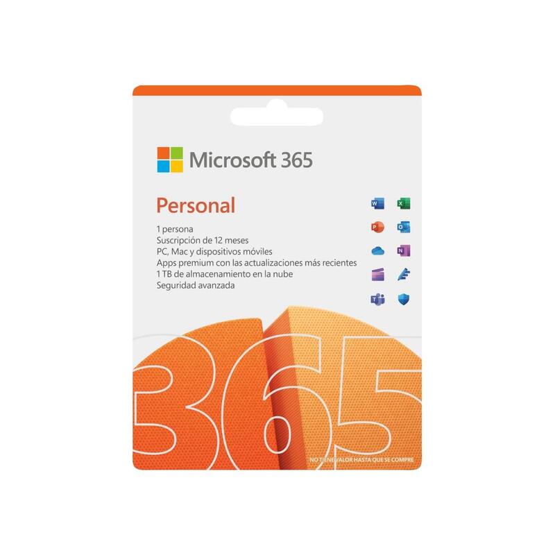 Microsoft 365 Personal 1 Usuario  1 Año, Box