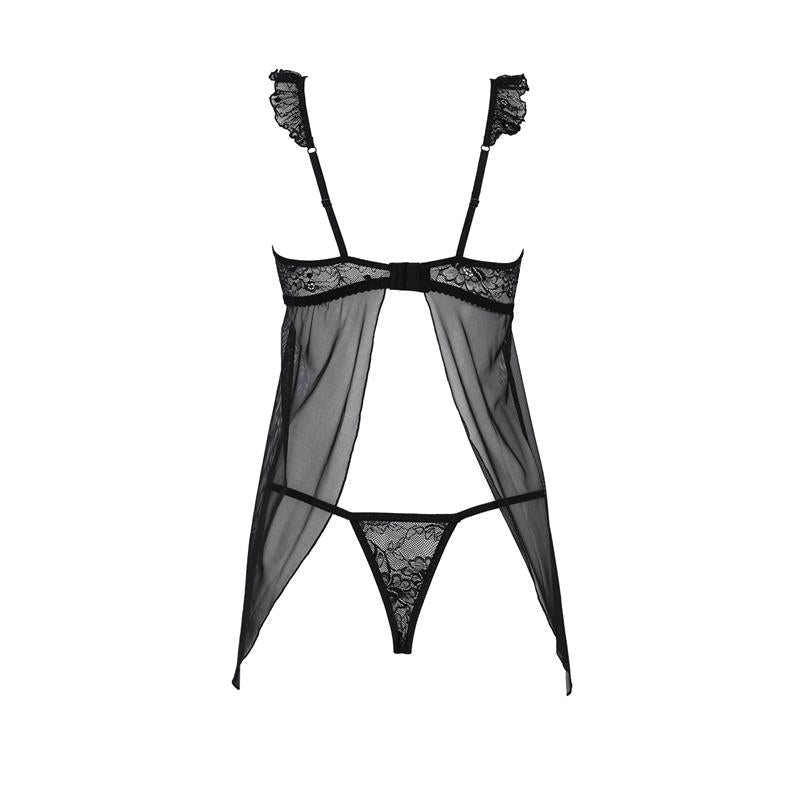 Milagros Chemise Y Tanga Negro Talla (Interno):S/M