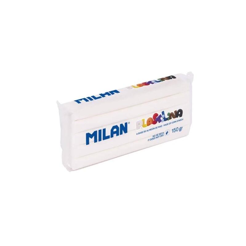 Milan Barra De Plastilina De 150gr - Base De Almidon De Maiz - Sin Gluten - Mezclables - Blanco