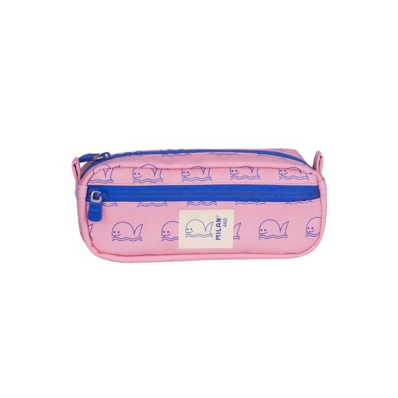 Milan Coleccion 460 Portatodo Rectangular - 2 Compartimentos Con Cremallera - Rosa/Azul