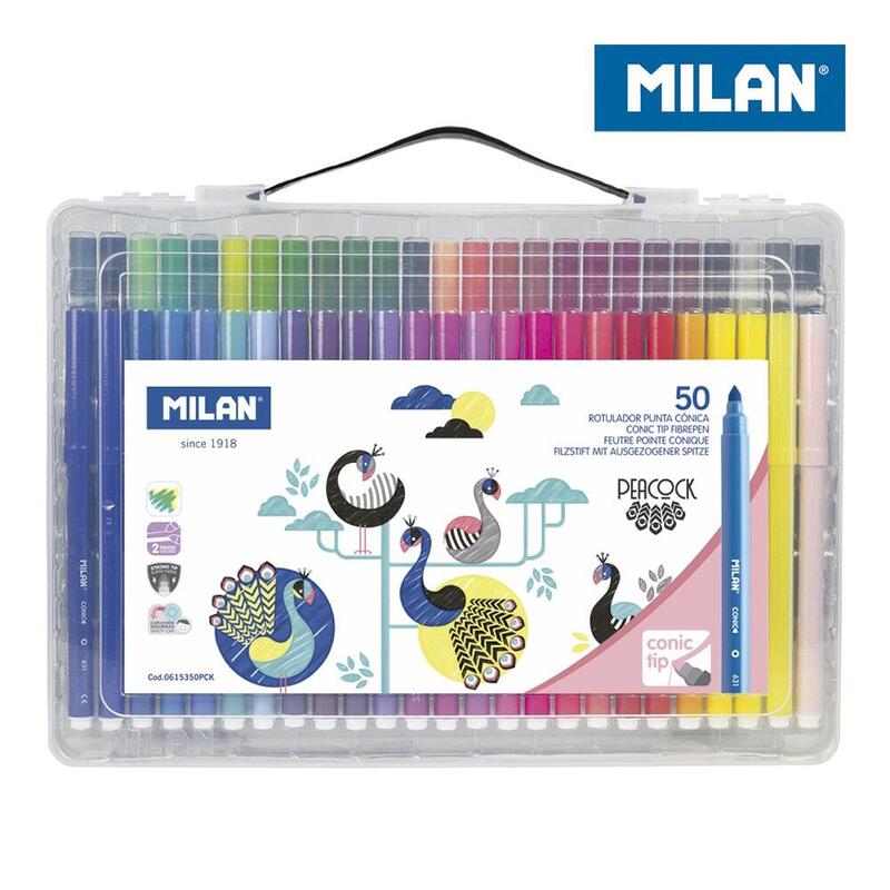 Milan Rotuladores Punta Cónica Edición Peacock Maletín De 50u