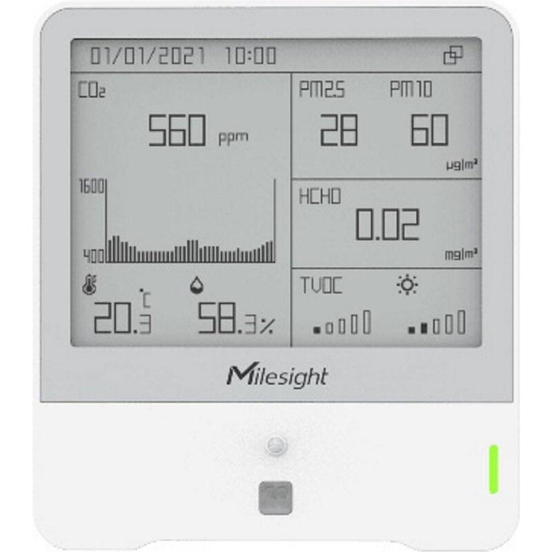 Milesight Iot Indoor Ambience Monitoring Sensor, Am319-868m-O3 Lorawan / Temp. / Humidity / Co2 / Pir / Light / Tvoc / Hpa / Pm 2.5 / Pm10 / O3 /E-Ink Display
