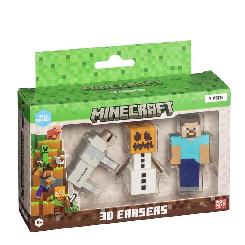 Minecraft 3d Erasers - 3 Pack Ver.B